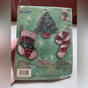 Bucilla Sparkly Mini Ornaments Kit with Red, Green, and White Sequins